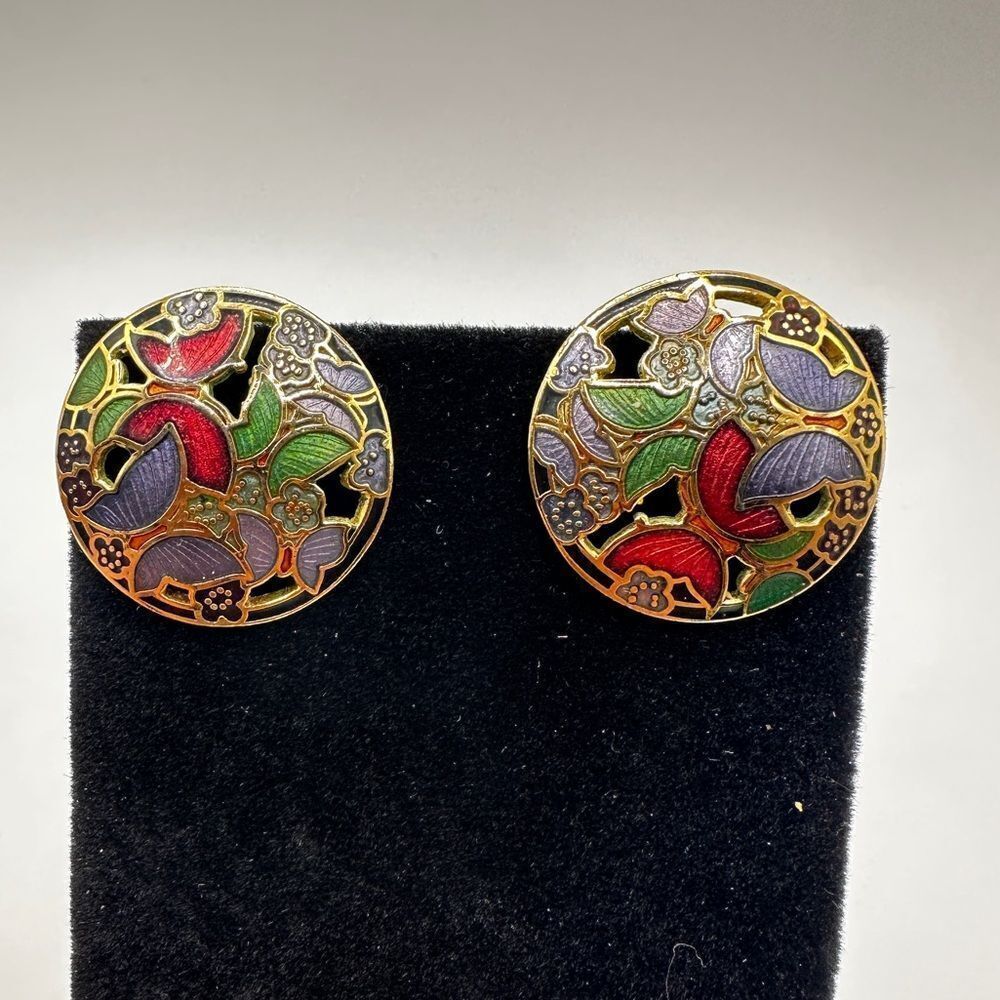 Vintage butterfly cloisonne post stud earrings! - Picture 5 of 12